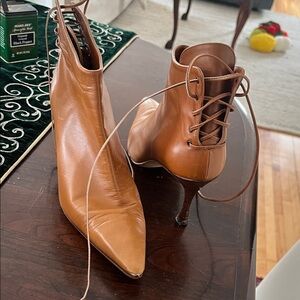 Manolo Blahnik Brown Leather Ankle Boots